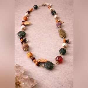 NWT Cookie Lee Mixed Media Statement Necklace | Boho Artisan Beaded 32”